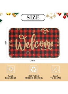 Red And Black Checks Winter Snowflake Welcome Doormat,18 X 30 Inch Black Red Buffalo Plaid Christmas Mat For Indoor Outdoor Home Garage Non-Slip Floor Mat Winter Christmas Welcome Sign - pzsku/Z95898D5117F724CA8D8EZ/45/_/1735214475/ce72f533-afca-4990-8409-04868ea157ee