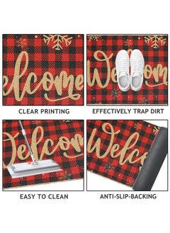 Red And Black Checks Winter Snowflake Welcome Doormat,18 X 30 Inch Black Red Buffalo Plaid Christmas Mat For Indoor Outdoor Home Garage Non-Slip Floor Mat Winter Christmas Welcome Sign - pzsku/Z95898D5117F724CA8D8EZ/45/_/1735214482/69021852-9a6b-454f-882e-656e2a8c0bd4