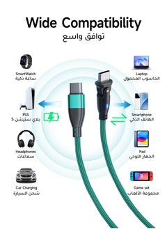 AL-WAHA AL-ZHABIA 60W Fast Charging Cable 2M with Adapter - 180° Rotating Design & Heat-Resistant Material | Universal Compatibility for iPhone 15/16 Pro Max, Samsung S24/S23 Ultra, iPad, MacBook, PS5 Controller, Huawei | Durable 3A Type C Cable A to USB C Data Cord  (Green)  - Image 3