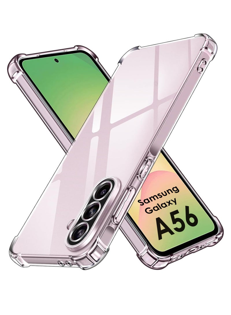 جراب شفاف مقاوم للصدمات لهاتف سامسونج جالاكسي A56 - شفاف للغاية، متين، وفتحات دقيقة - حماية من الخدوش والغبار والبقع - جراب خلفي شفاف من السيليكون لهاتف سامسونج جالاكسي A56 - Image 1