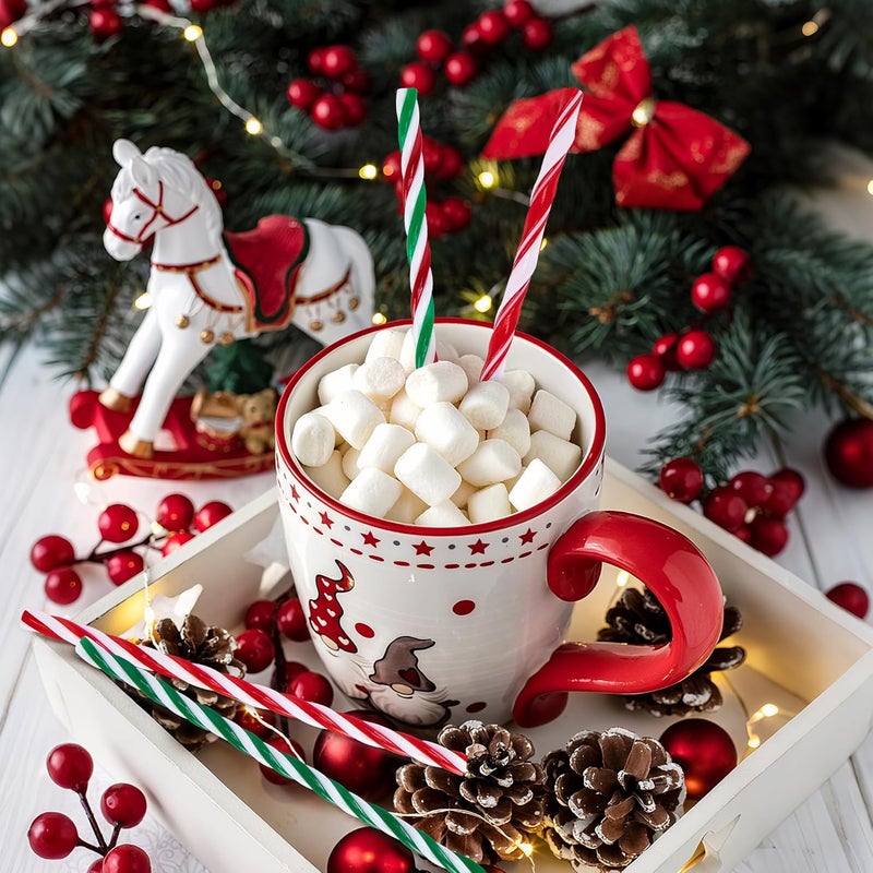 Mizelu 60 Pcs Christmas Candy Cane Sticks, Hot Chocolate Plastic Candy Cane, Christmas Red Stripes Cocoa Stirring Stick for Hot Chocolate Cake Pops Handmade DIY Dessert Party Supplies - Image 5