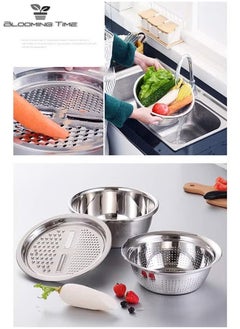 BLOOMING TIME Multifunctional Stainless Steel Kitchen Basin 3-Piece Set  - Image 4