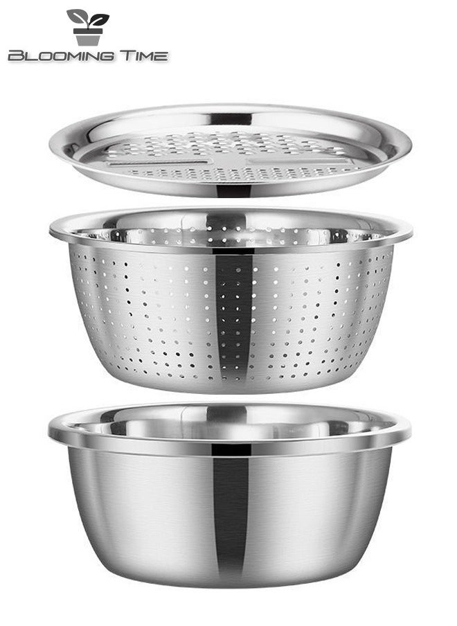 BLOOMING TIME Multifunctional Stainless Steel Kitchen Basin 3-Piece Set  - Image 1
