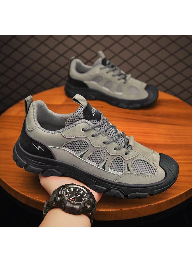 NIBEMINENT أحذية رجال كاجوال مسطحة قابلة للتنفس غير قابلة للانزلاق أحذية رياضية للذكور متينة خفيفة من الشبك مع أربطة ونعل ناعم - Image 1