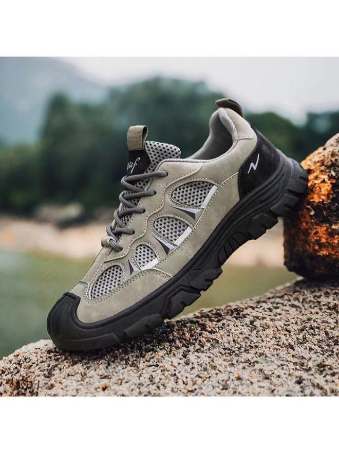 NIBEMINENT أحذية رجال كاجوال مسطحة قابلة للتنفس غير قابلة للانزلاق أحذية رياضية للذكور متينة خفيفة من الشبك مع أربطة ونعل ناعم - Image 4