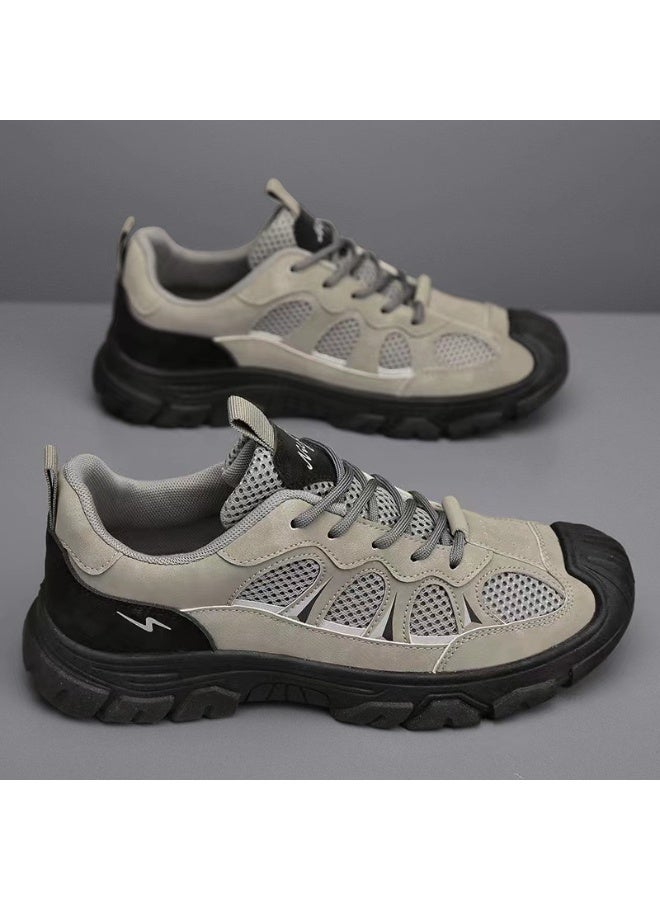 NIBEMINENT أحذية رجال كاجوال مسطحة قابلة للتنفس غير قابلة للانزلاق أحذية رياضية للذكور متينة خفيفة من الشبك مع أربطة ونعل ناعم - Image 2