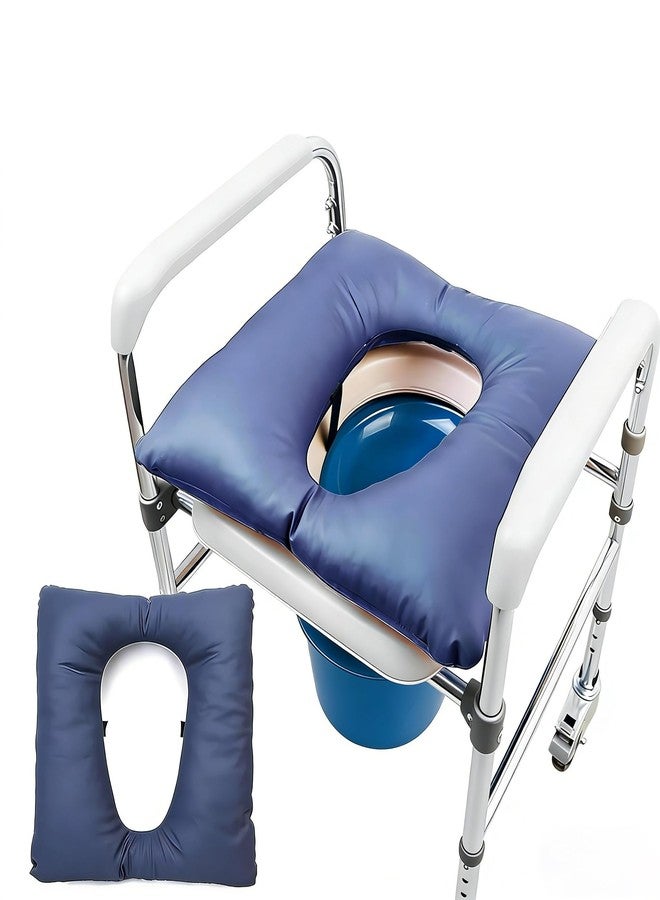 Could Spark Bedside Commode Cushion, Soft Padded Toilet Seat with Fixing Straps, Waterproof PU Leather Pad for Seniors Elderly, Universal Fit Shower Seat Cushion for Commode Chair Toilet Seat (Blue) - Image 1