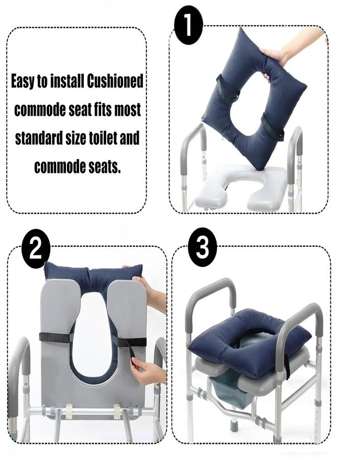 Could Spark Bedside Commode Cushion, Soft Padded Toilet Seat with Fixing Straps, Waterproof PU Leather Pad for Seniors Elderly, Universal Fit Shower Seat Cushion for Commode Chair Toilet Seat (Blue) - Image 5