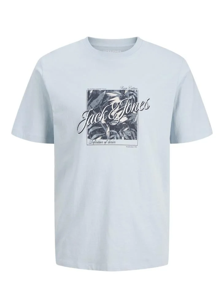 JACK & JONES Celestial Blue Regular Fit Crew Neck T-Shirt for Men | Best Price UAE