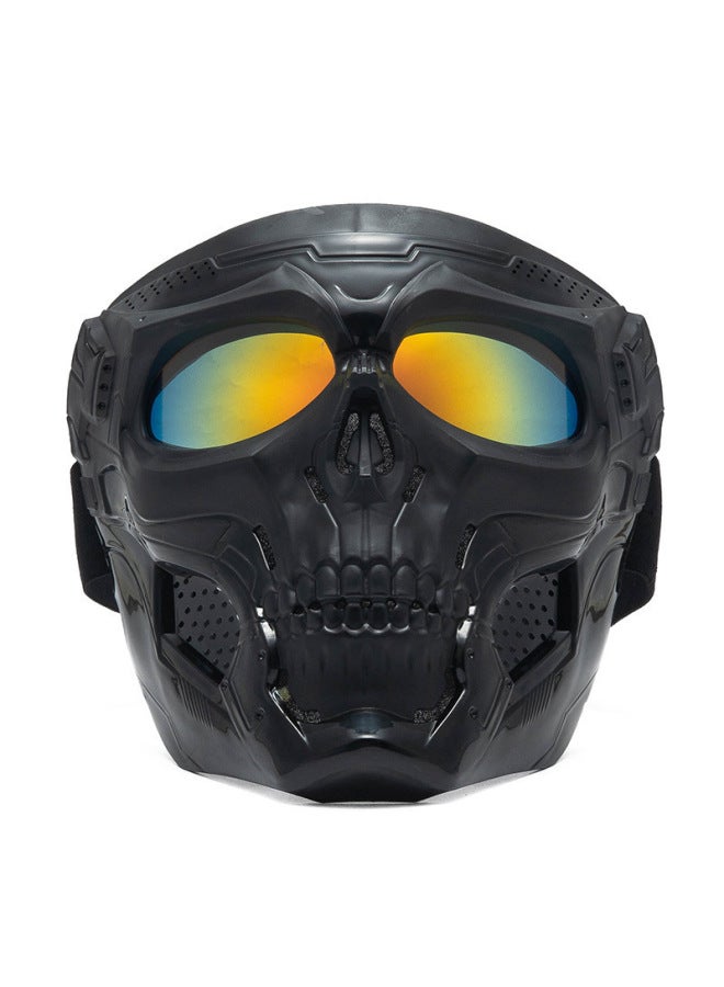 Off-Road Motorcycle Goggles, Sports Riding Goggles with Enhanced Imitation Red Film, Skull Black