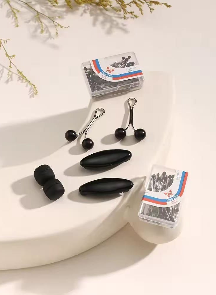 Royal Hijab Pins Set for Women 2 magnets, 2 pearl clip pins, 2 safety pins, 2 boxes pins - Image 1