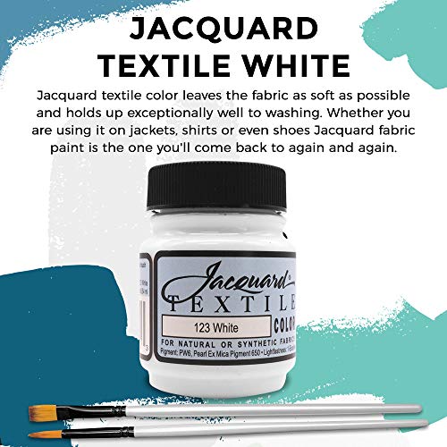 Moshify Jacquard Products White Textile Color Fabric Paint Made in USA - JAC1123 2.25-Ounces - Bundled Brush Set - Image 3
