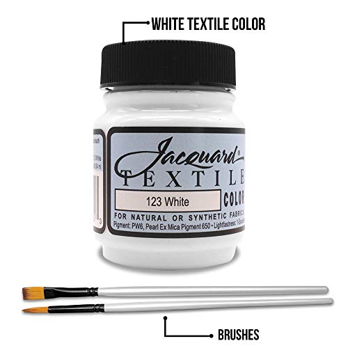 Moshify Jacquard Products White Textile Color Fabric Paint Made in USA - JAC1123 2.25-Ounces - Bundled Brush Set - Image 2
