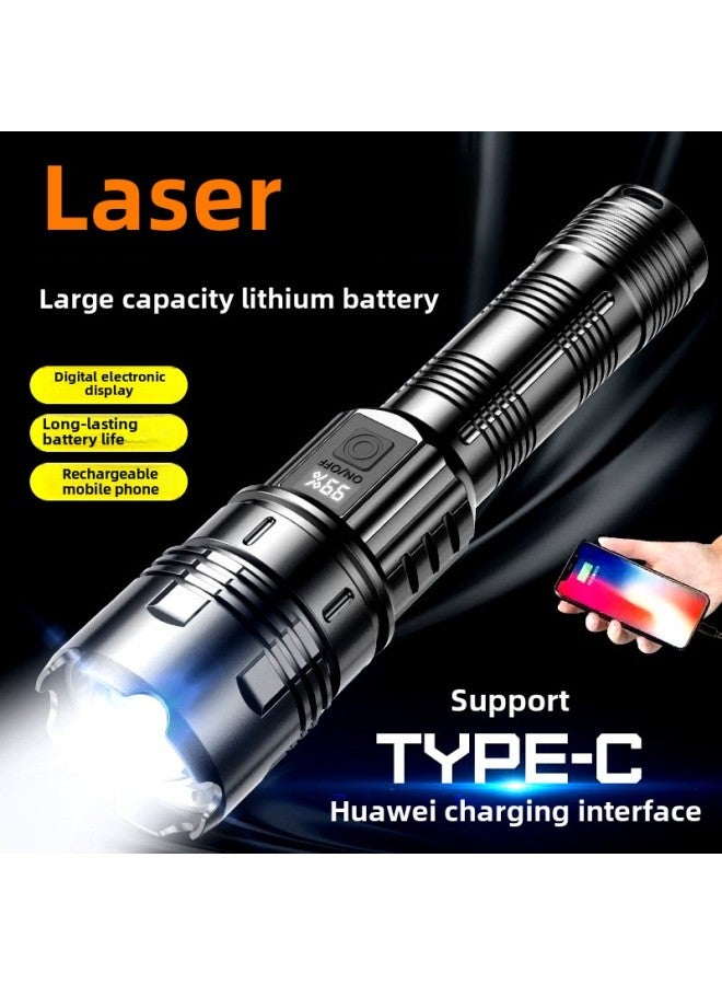 Laser Cannon Flashlight Strong Light Rechargeable Telescopic Zoom Flashlight USB Home Outdoor Lasting LED Light-Product Specifications:Dc-06 Stepless Zoom + Intelligent Digital Display + Emergency Power Bank + White Laser  - Image 2