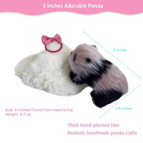 VOLOBE Silicone Panda 5 Inches Soft Mini Realistic Panda as Silicone Piglet Companion with Accessories for Kids Boy Girl Birthday Gift Panda - Image 5