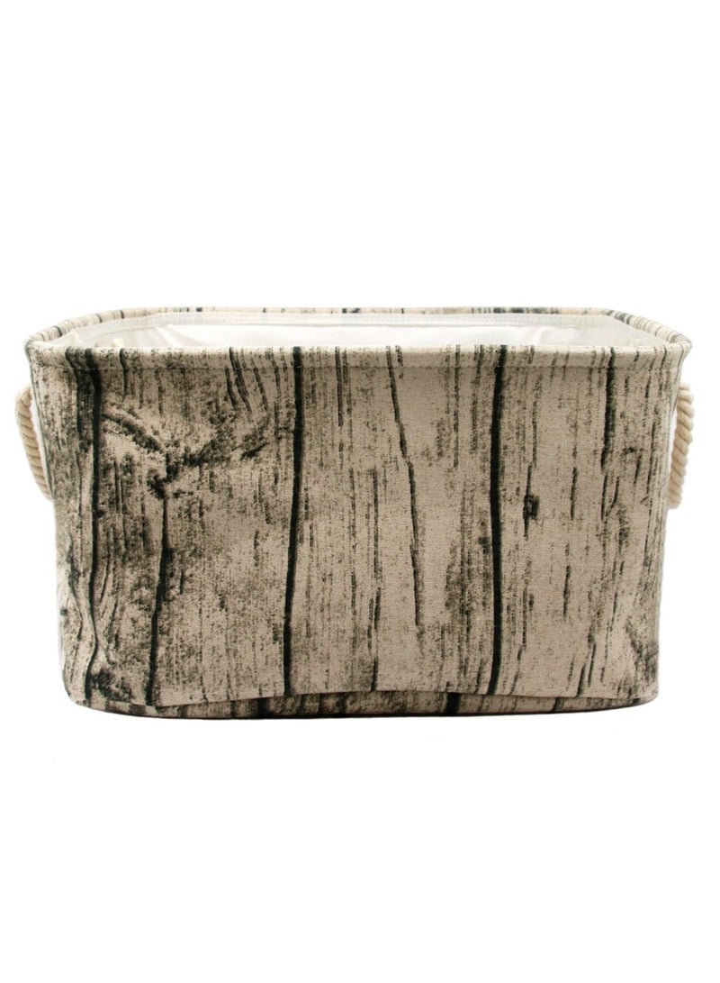 جيكون أنيق جذع شجرة تصميم الخشب الحبوب مستطيلة سلة التخزين قابل للغسل نسيج القطن الحضانة تعوق مع مقابض حبل ، ديكور ومريحة لغرف الأطفال (كبير) - Image 1