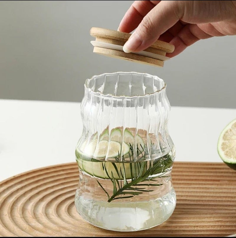 bizwiz bizwiz Can Shape Glass 500ml Capacity Unique Wave Shape Design Dishwasher Safe - Image 4
