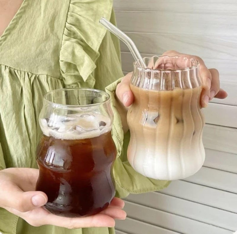 bizwiz bizwiz Can Shape Glass 500ml Capacity Unique Wave Shape Design Dishwasher Safe - Image 5