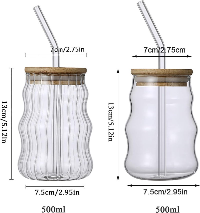 bizwiz bizwiz Can Shape Glass 500ml Capacity Unique Wave Shape Design Dishwasher Safe - Image 2