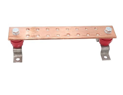 LBY .24"x 1.97"x 11.8" Wall Mounted Copper Ground Bar Kit, with 16 Terminal Positions, Copper Grounding Busbar Bar Kit - Image 2