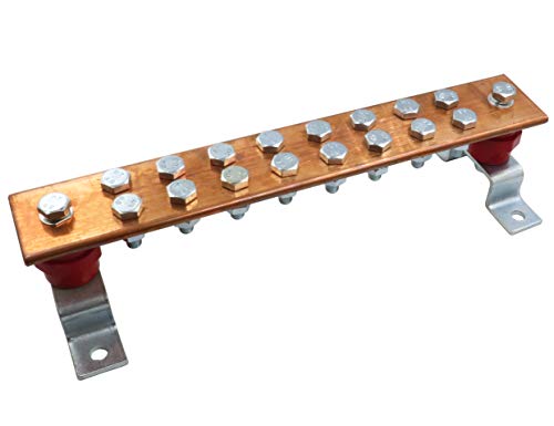 LBY .24"x 1.97"x 11.8" Wall Mounted Copper Ground Bar Kit, with 16 Terminal Positions, Copper Grounding Busbar Bar Kit - Image 4
