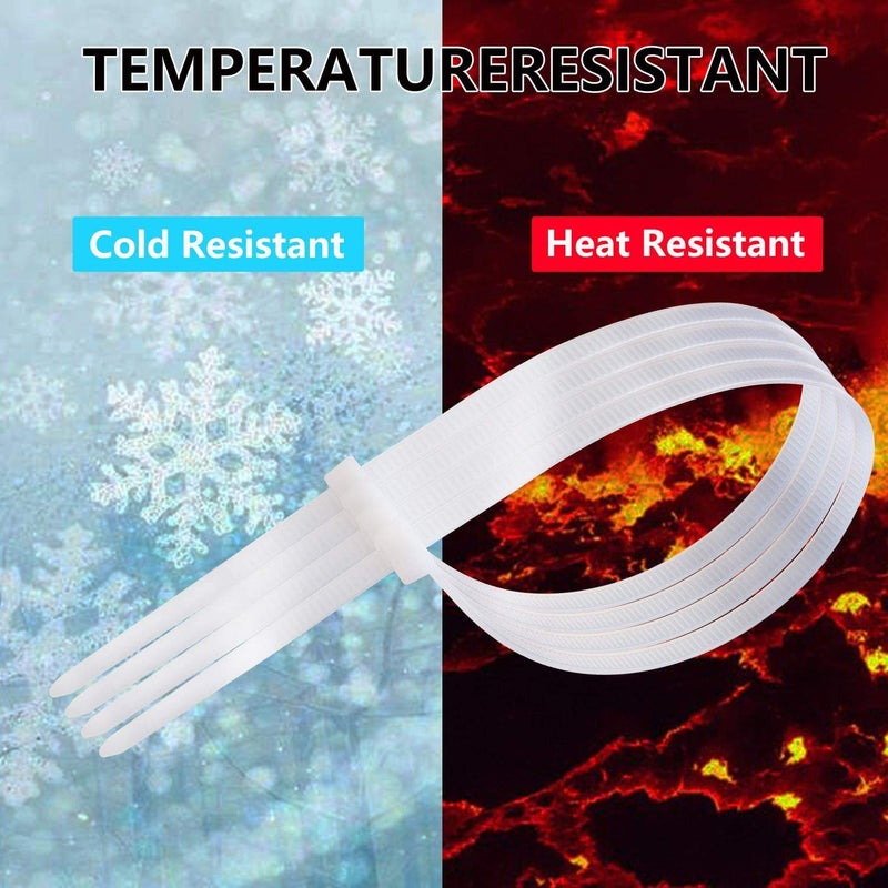 زيزن 100 قطعة من ربطات العنق البلاستيكية ذات السحاب من Saisn، أربطة أسلاك من النايلون ذاتية القفل، أشرطة سحاب قوية للغاية (10 بوصة أبيض) - Image 4