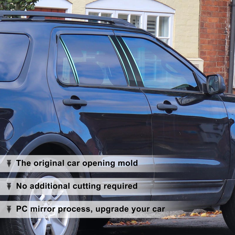 BASIKER Fit for 2011 to 2019 Ford Explorer Pillar Post Trim Kit, Door Window B Pillar Glossy Black Cover, Strong Toughness PC Material, Door Pillar Moldings Stickers Set - Image 5