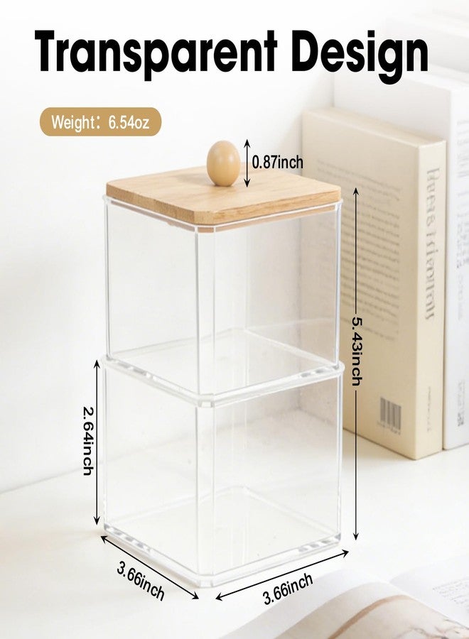 HUTUDD Clear Paper Clip Holder, Paperclip Holder with Bamboo Lid, Stackable Paperclip Holders for Desk, Paper Clip Dispenser Organizer for Office Home School Bathroom Supply Accessories, 2 Pack - Image 2