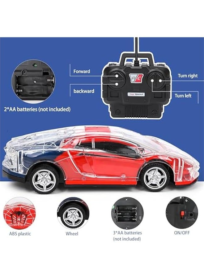 Loquat Remote Control Car for Boys - Splder Themed Cars with Cool Light Mini RC Racing Car 1:24 Sport Hobby RC Car Toys   Birthday Surprise for Kids Boy Fans - Image 4