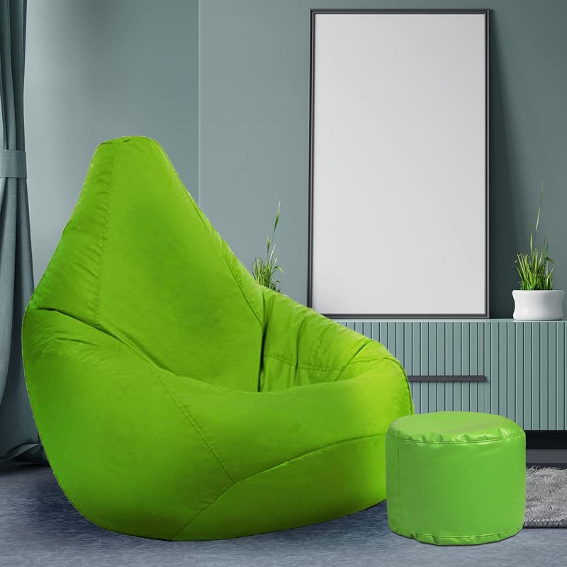 Generic LEXAVI Brand Combo Beanbag with Footrest Prefilled with Beans XXXL Green  - Image 1