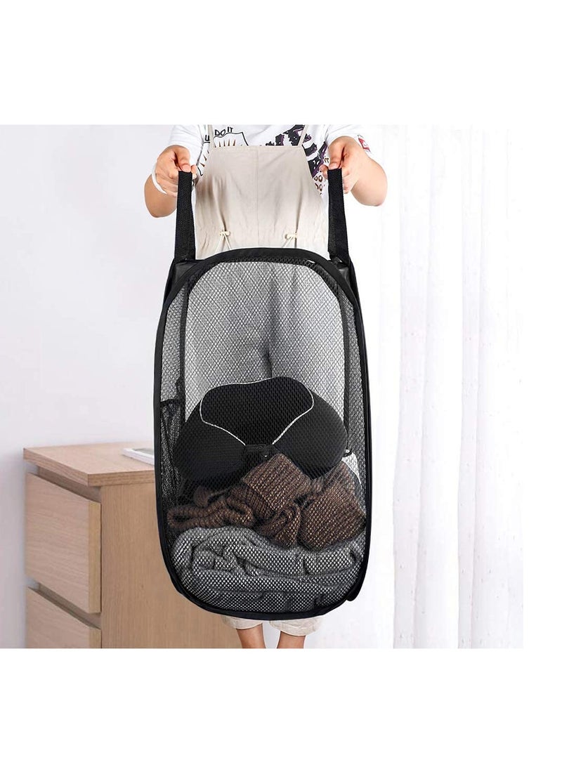 Zikra Laundry Basket, Foldable Laundry Hamper Pop Up with Durable Handles, Portable Mesh Washing Laundry Bag with Handle Great for Home Kids Room College Dorm Travel 2PCS (Blue) - Image 2