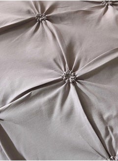 LUNA Home Premium King Size 6 Pieces Bedding Set Without Filler Pinch Pleat Design Plain Grey  - Image 2