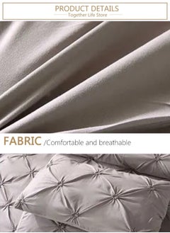 LUNA Home Premium King Size 6 Pieces Bedding Set Without Filler Pinch Pleat Design Plain Grey  - Image 4