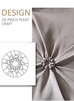 LUNA Home Premium King Size 6 Pieces Bedding Set Without Filler Pinch Pleat Design Plain Grey  - Image 5