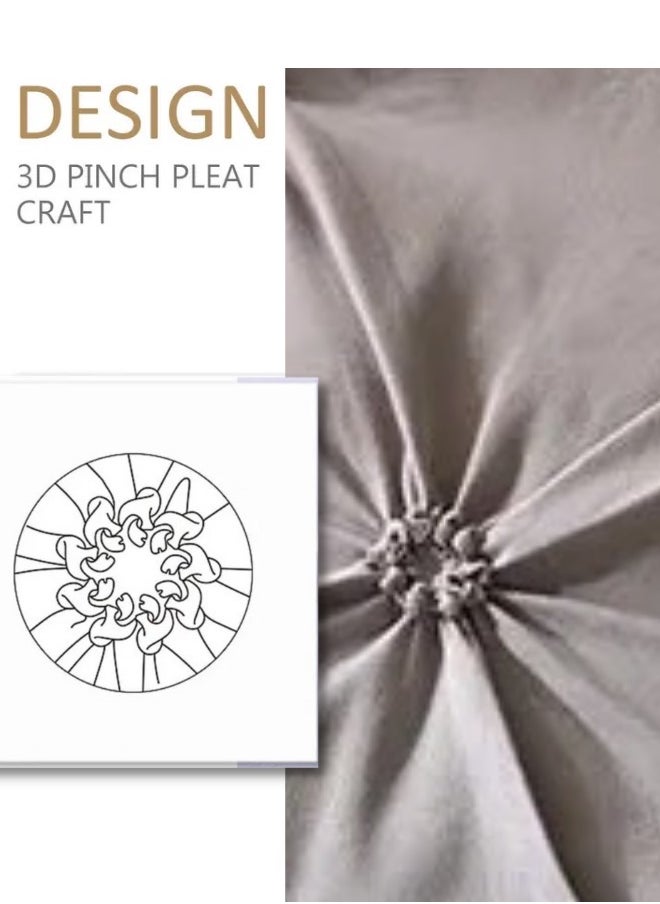 LUNA Home Premium King Size 6 Pieces Bedding Set Without Filler Pinch Pleat Design Plain Grey  - Image 5