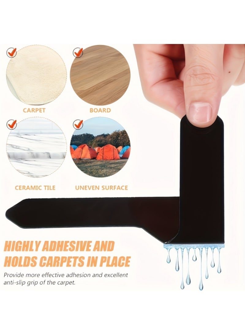 Mmmon 12-Pack Double-Sided Adhesive Tape for Carpets, L-Shape Rug Tapes, Reusable Carpet Grips, Designed to Prevent Slipping - Image 4