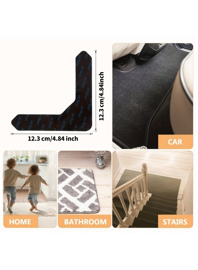 Mmmon 12-Pack Double-Sided Adhesive Tape for Carpets, L-Shape Rug Tapes, Reusable Carpet Grips, Designed to Prevent Slipping - Image 3