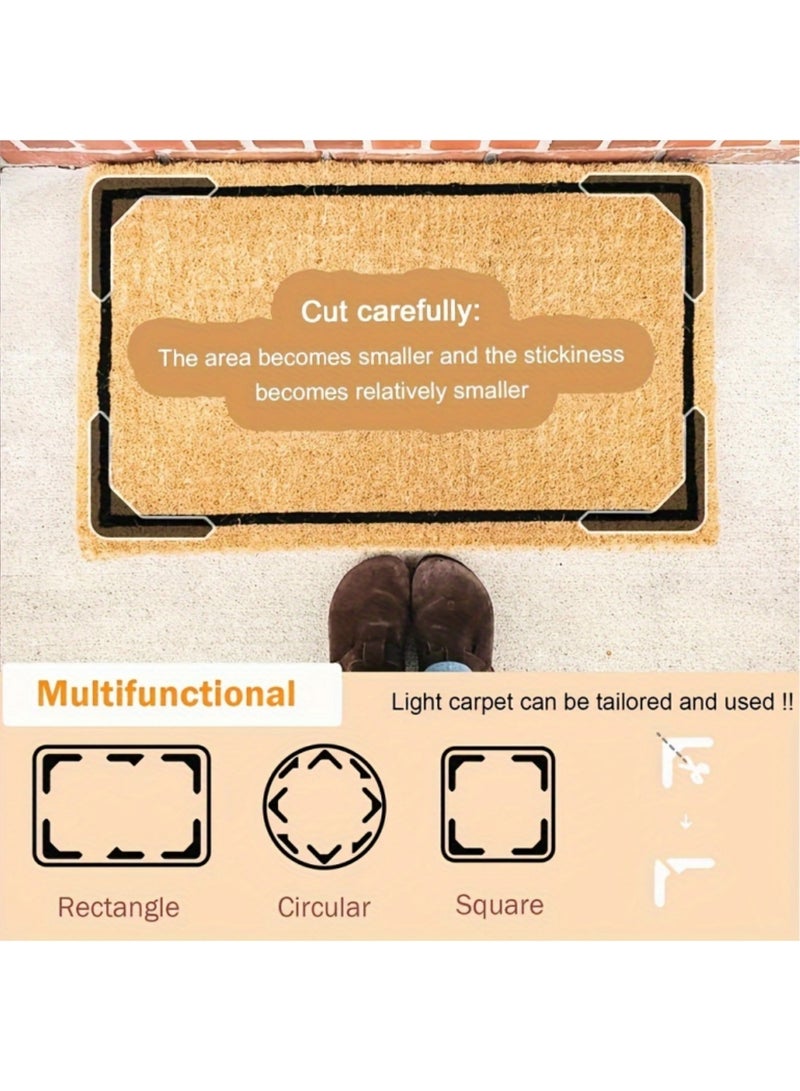 Mmmon 12-Pack Double-Sided Adhesive Tape for Carpets, L-Shape Rug Tapes, Reusable Carpet Grips, Designed to Prevent Slipping - Image 5