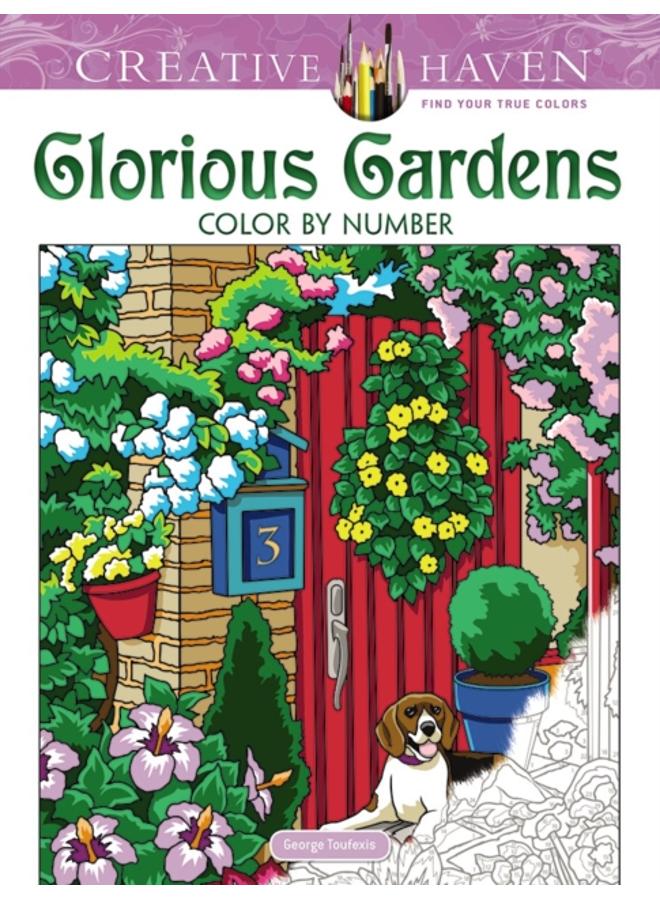 Creative Haven Glorious Gardens Color by Number Coloring Book