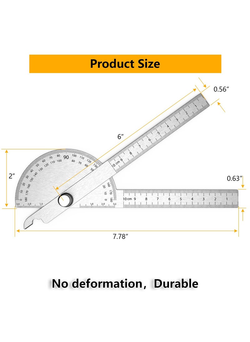 SYOSI - Stainless Steel Protractor, 180 Degrees Two Arm Ruler Adjustable Angle Protractor Woodworking Ruler Craftsman Angle Measure Tool - Image 1