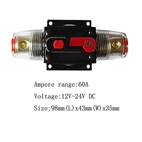 ZOOKOTO 60 Amp Circuit Breaker with Manual Reset Fuse Holder Solar Panel Fuse for Auto Car Marine Boat Stereo Switch Audio Inverter System Protection - Image 2