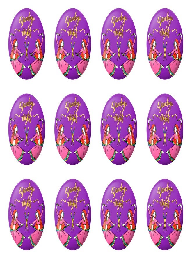 Hubops dandiya badge Round Pin Button Badge for Navratri Celebration garba dandiya Other Events dandiya night Badge (44mm pack of 12) - Image 1