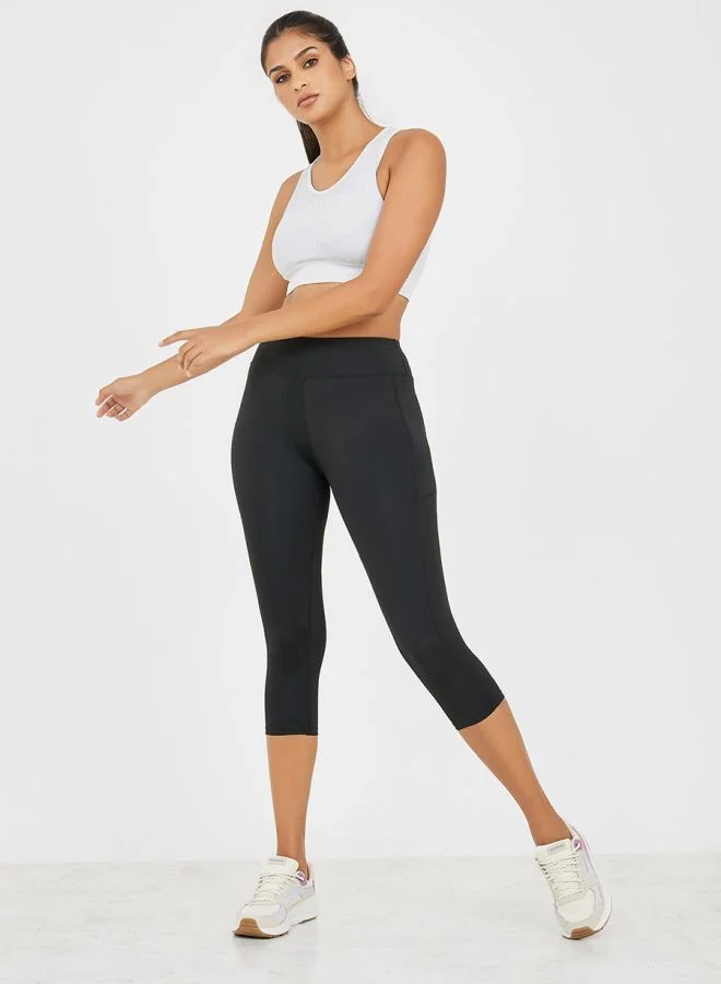 Styli Mesh Insert Side Pocket Active Crop Leggings