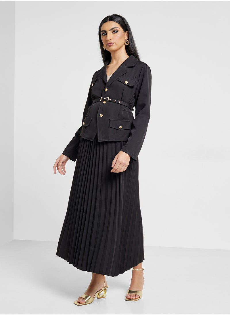 Khizana - Blazer Set With Pleated Skirt - Image 1