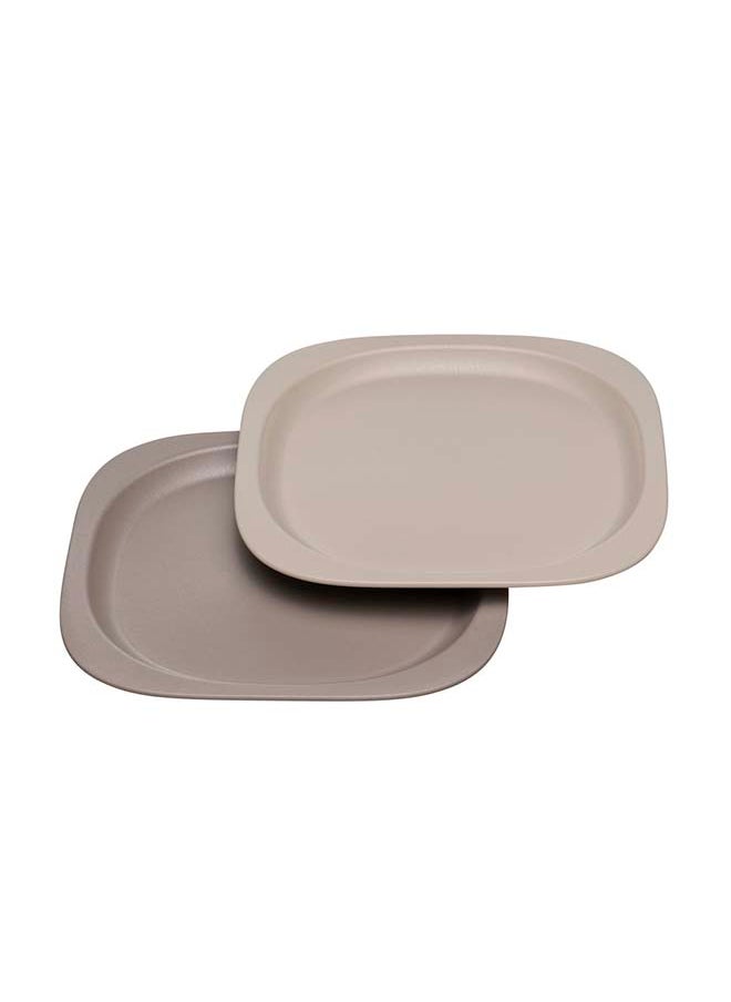 nip Baby Food Plate For Toddlers, Extra-Light And Ergonomic, Break-Proof, Microwave And Dishwasher Friendly, Bio-Based Plastic, Grey 2 Pcs  - Image 1