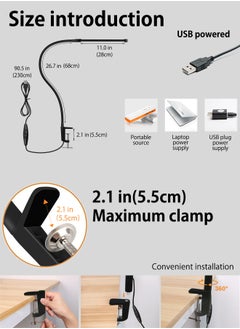 LOOPITYS （REMOTE）Desk Lamp LED USB Power Eye-Care Swing Arm Lamp Flexible Gooseneck Clamp,Dimmable,Architect Lamp 3 Color Modes,Desk Light Memory Reading Working Study,Energy Saving  - Image 2