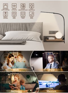 LOOPITYS （REMOTE）Desk Lamp LED USB Power Eye-Care Swing Arm Lamp Flexible Gooseneck Clamp,Dimmable,Architect Lamp 3 Color Modes,Desk Light Memory Reading Working Study,Energy Saving  - Image 3