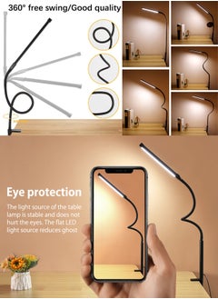 LOOPITYS （REMOTE）Desk Lamp LED USB Power Eye-Care Swing Arm Lamp Flexible Gooseneck Clamp,Dimmable,Architect Lamp 3 Color Modes,Desk Light Memory Reading Working Study,Energy Saving  - Image 4