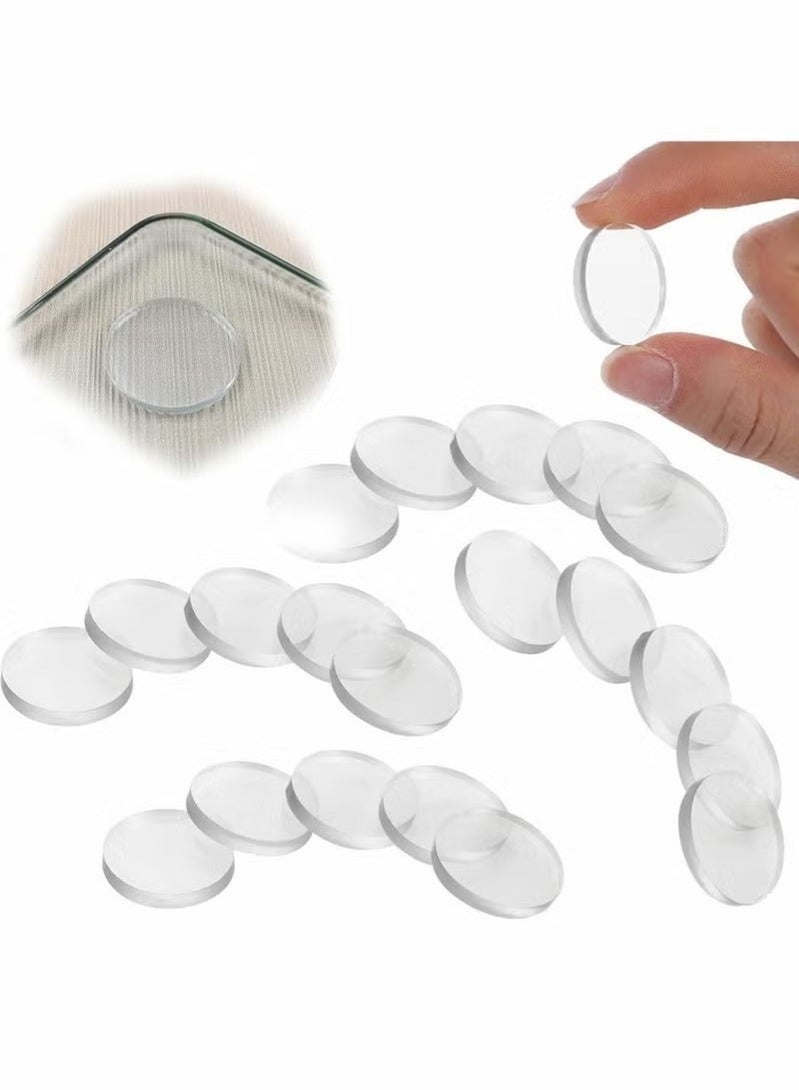 Clear Glass Table Top Bumper Non-Adhesive Pads, Glass Table Top Spacer Transparent Round Silicone Door Handle Bumper for Doorknobs/Desk/Cabinets/Drawers/Furniture(20 Pcs, 25 x 3 mm) - Image 1