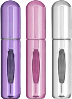 Expressions EXPRESSIONS 3pc Perfume Atomizer Set - Travel Size 5mL Perfume Atomizer Value Pack - Purple, White, and Pink Aluminum Perfume Spray Bottles 